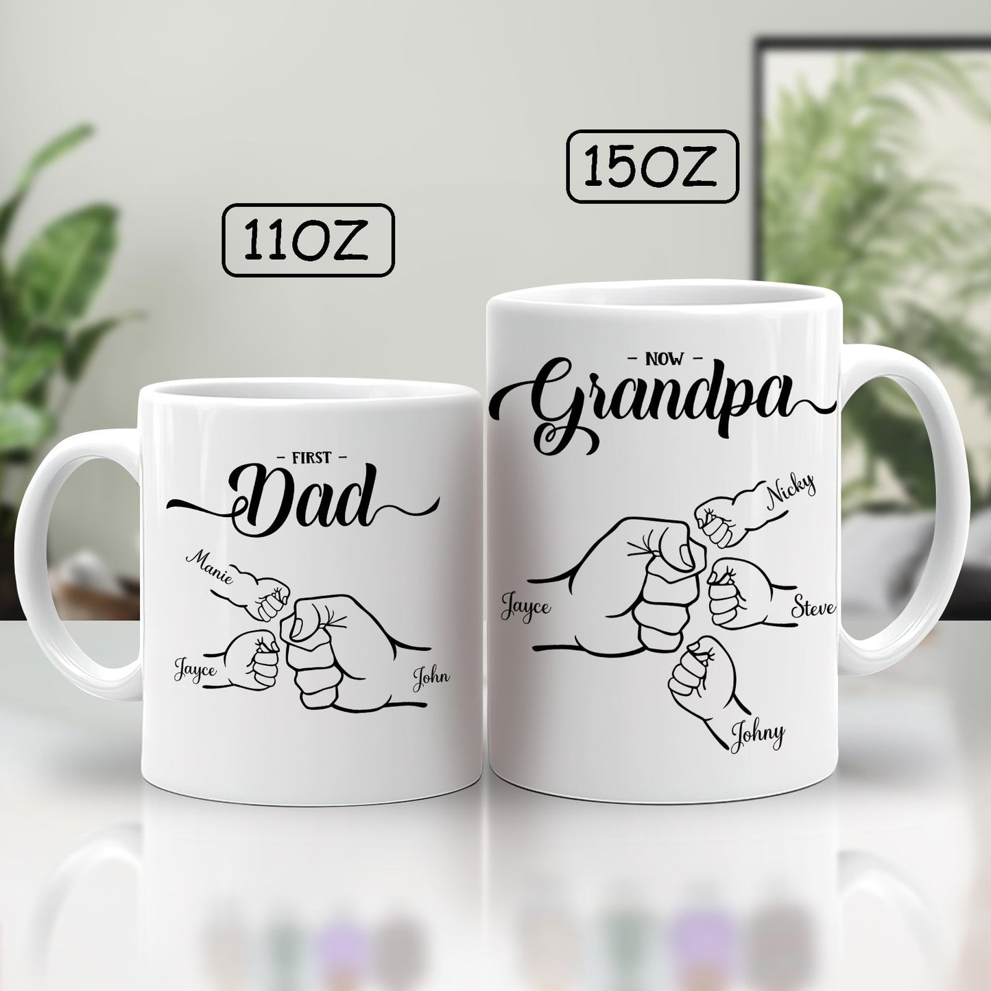 Family - First Dad Now Grandpa - Personalized Mug