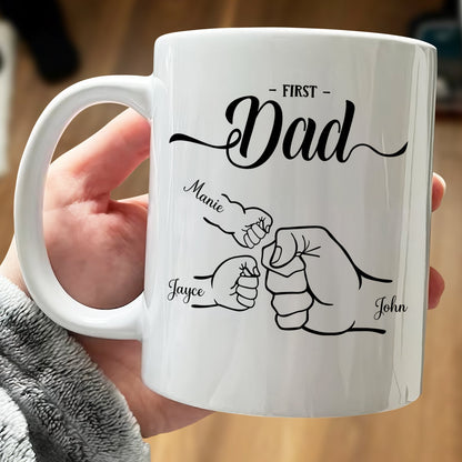 Family - First Dad Now Grandpa - Personalized Mug