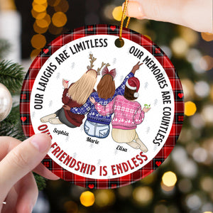 Besties - Our Friendship Is Endless - Personalized Ceramic Ornament