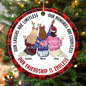 Besties - Our Friendship Is Endless - Personalized Ceramic Ornament