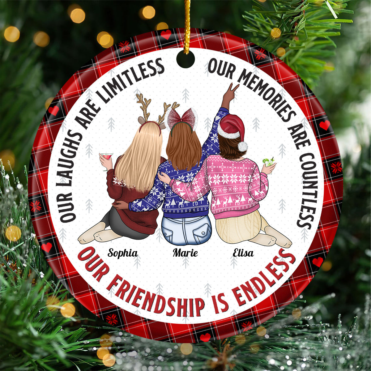 Besties - Our Friendship Is Endless - Personalized Ceramic Ornament