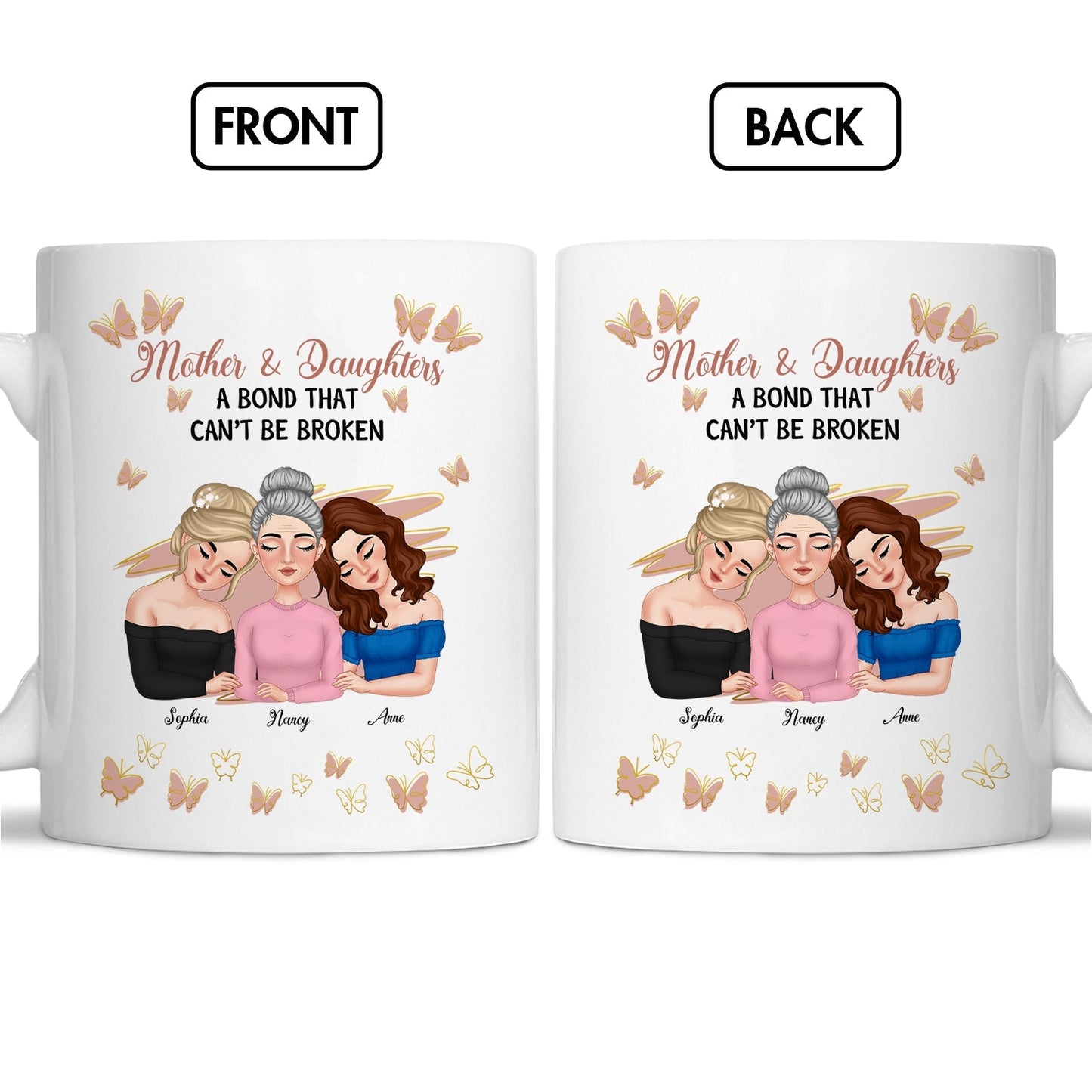 Mother's Day - Mother & Daughters A Bond That Can't Be Broken - Personalized Mug