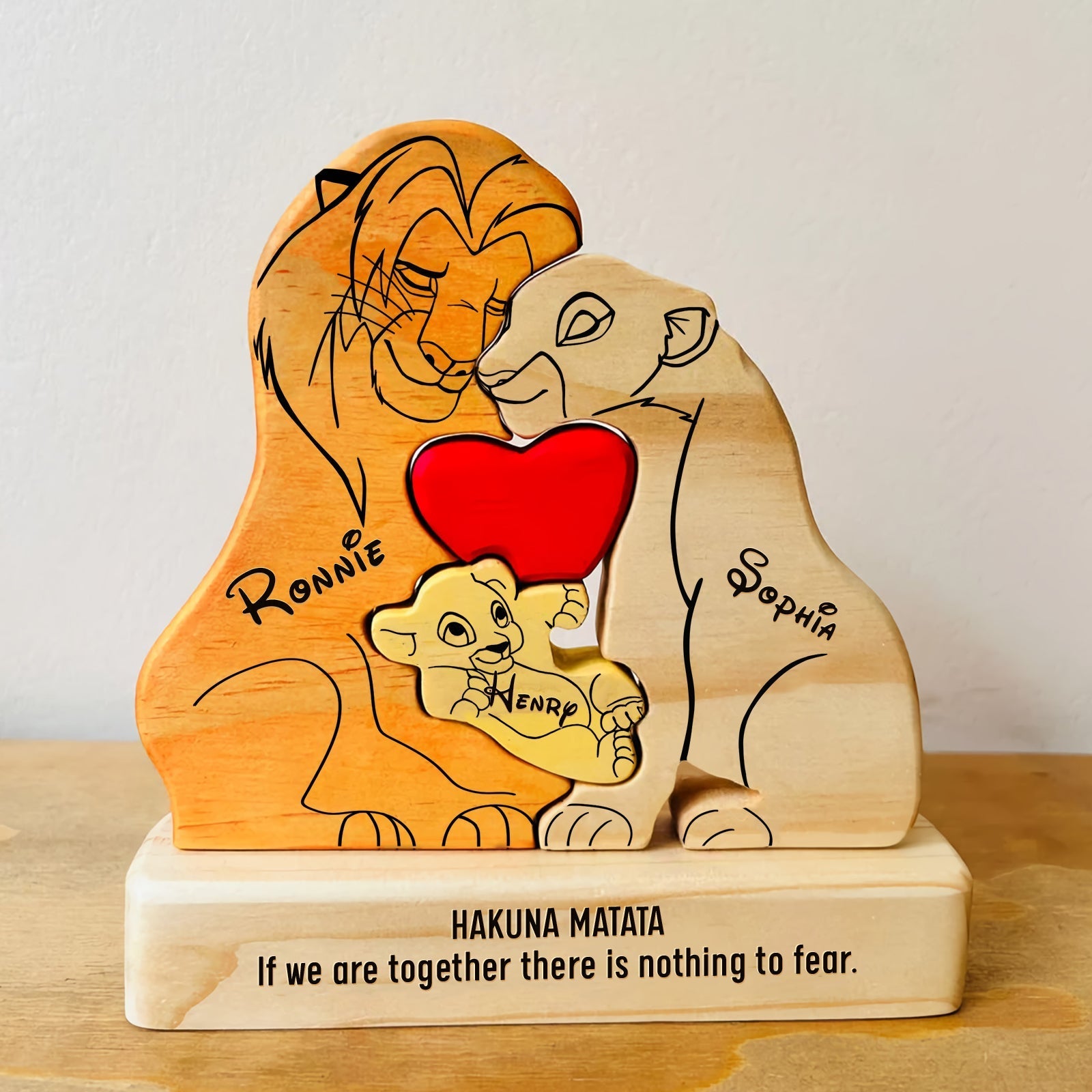 Family - Hakuna Matata - Personalized Wooden Puzzle The Lion King Slim Version