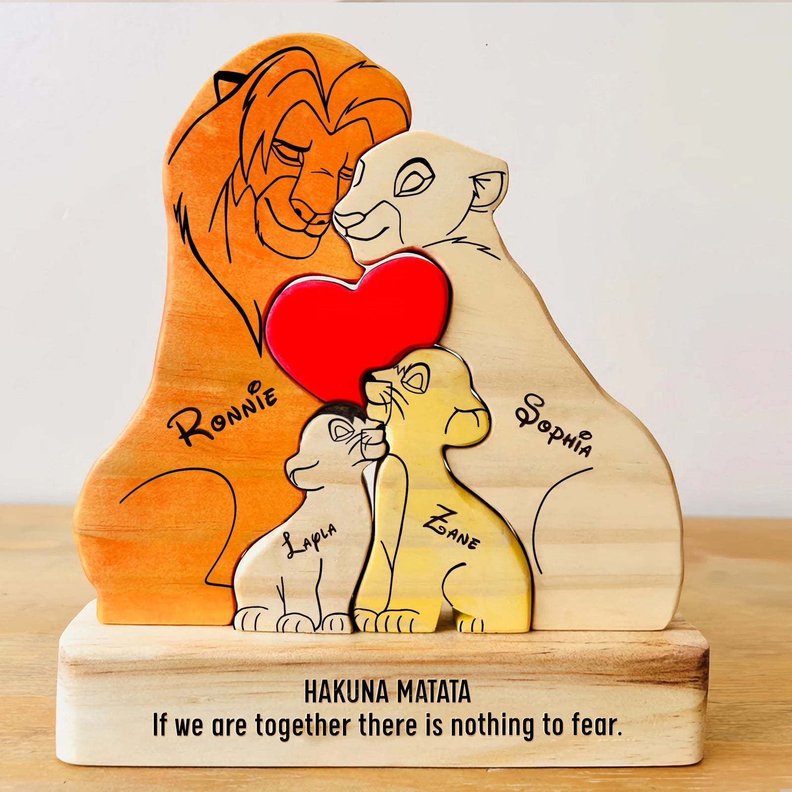 Family - Hakuna Matata - Personalized Wooden Puzzle The Lion King Slim Version