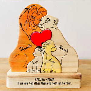 Family - Hakuna Matata - Personalized Wooden Puzzle The Lion King Slim Version