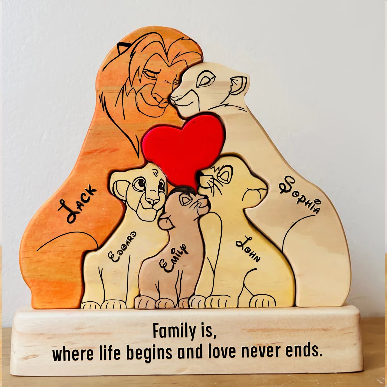 Family - Hakuna Matata - Personalized Wooden Puzzle The Lion King Slim Version