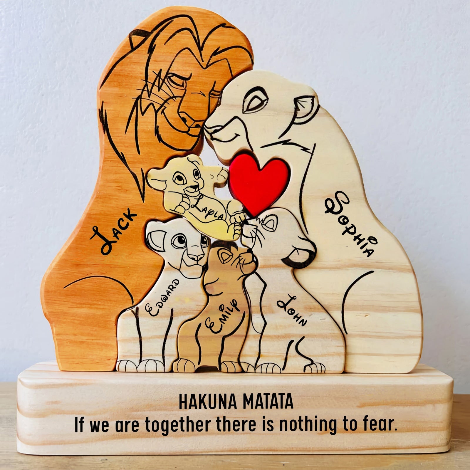 Family - Hakuna Matata - Personalized Wooden Puzzle The Lion King Slim Version