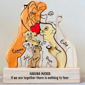 Family - Hakuna Matata - Personalized Wooden Puzzle The Lion King Slim Version
