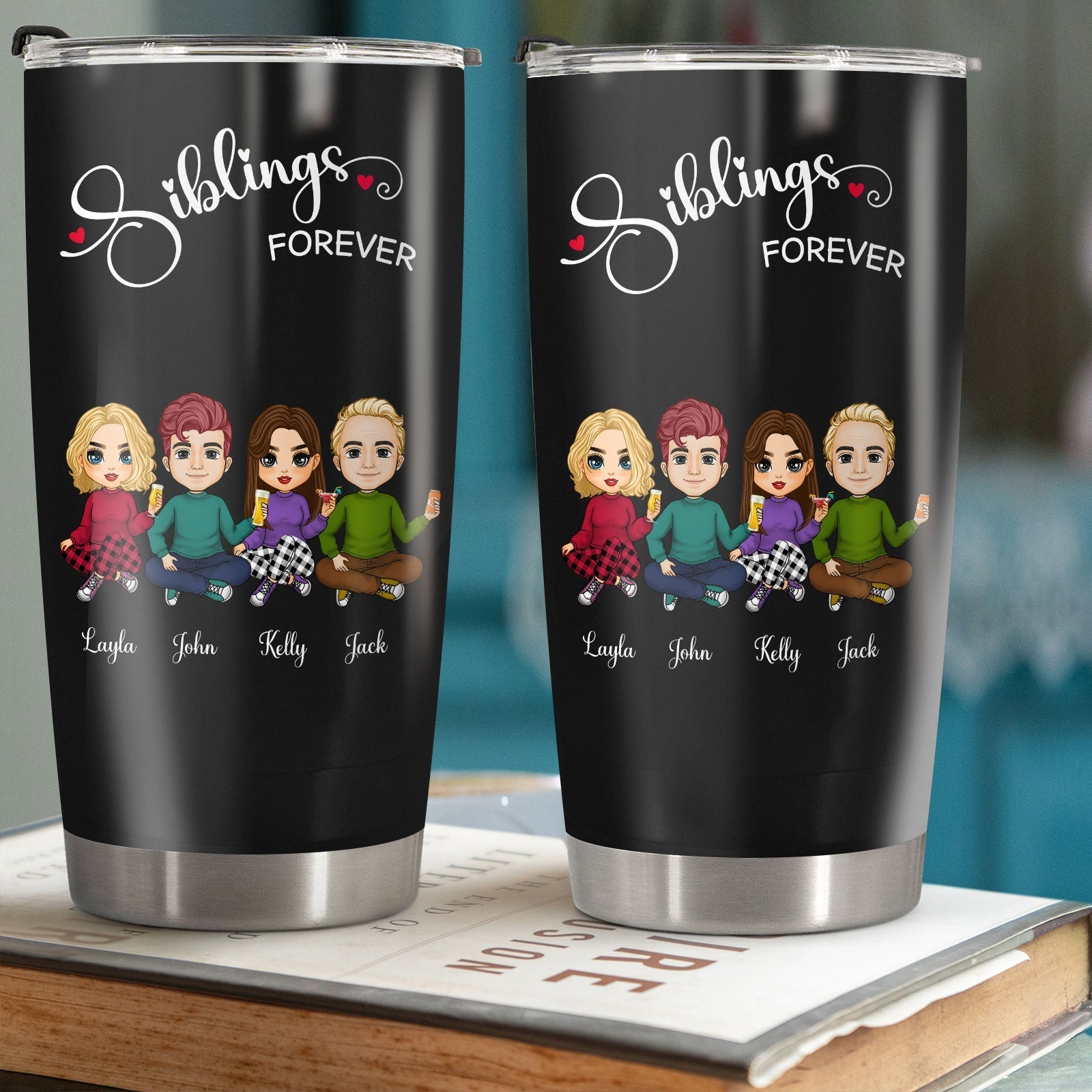 Customizable Stainless Steel Tumbler for Siblings - 20oz