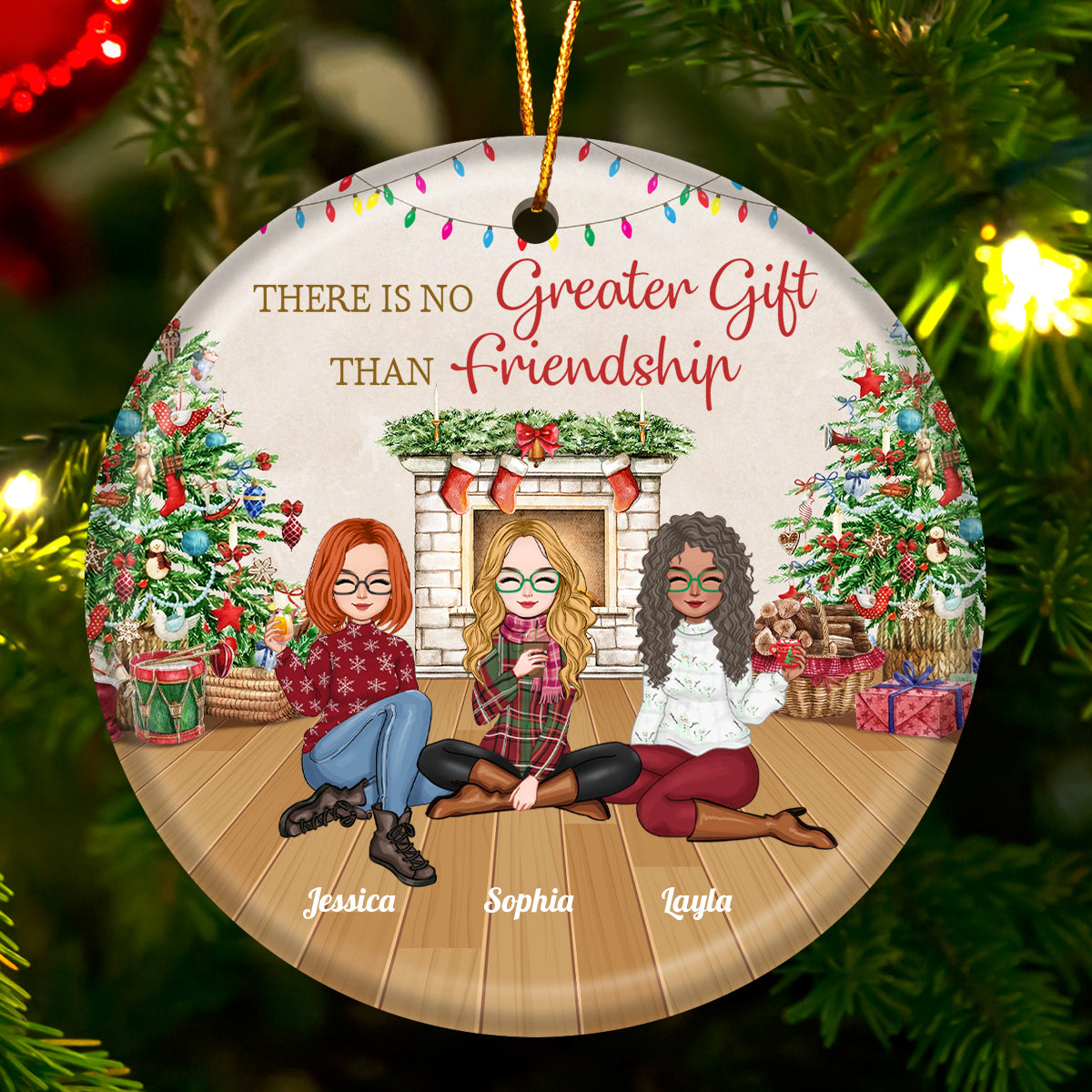 Besties - There Is No Greater Gift Than Friendship - Personalized Ceramic Ornament