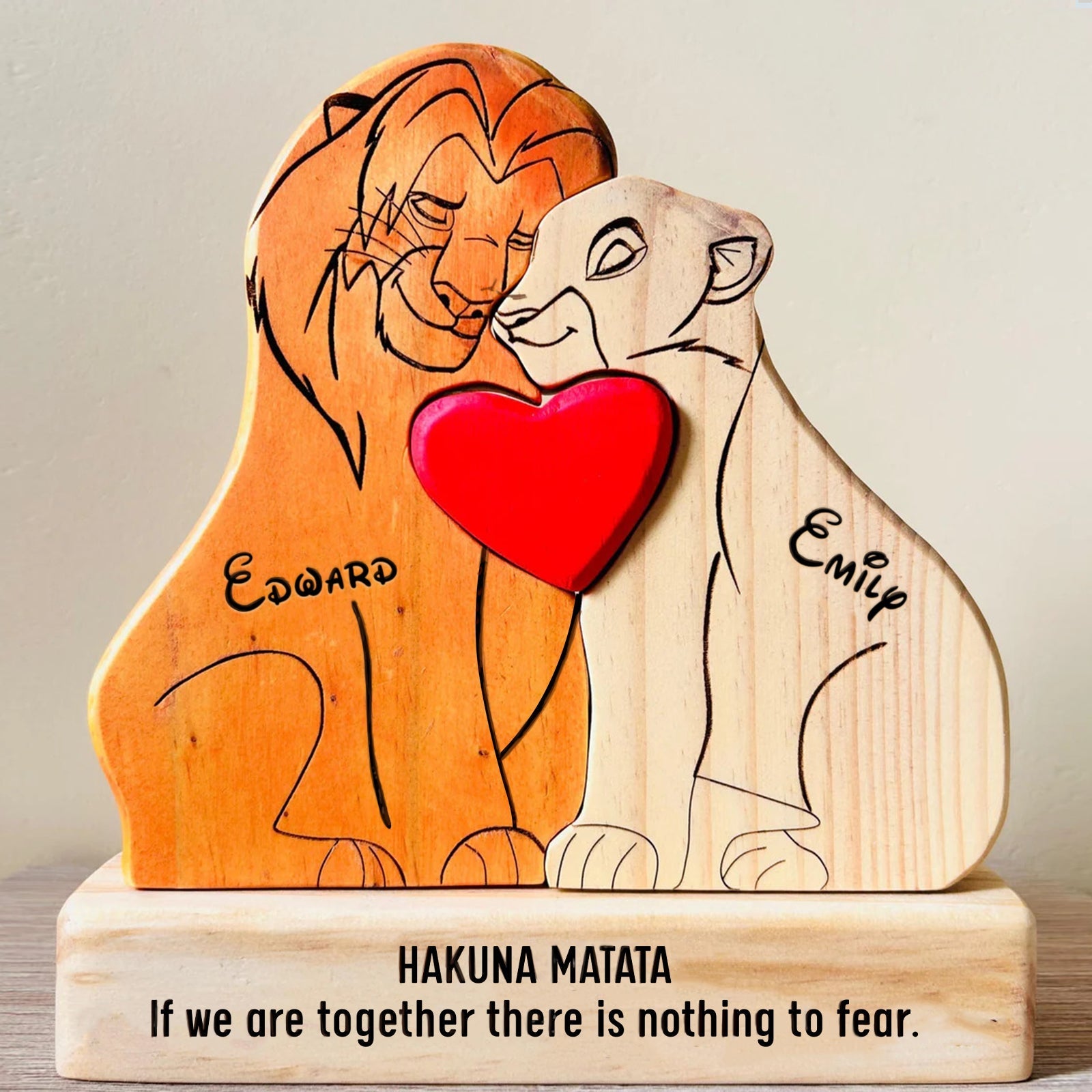 Family - Hakuna Matata - Personalized Wooden Puzzle The Lion King Slim Version
