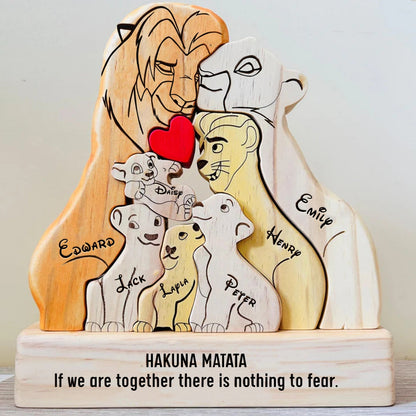 Family - The Lion Pet - Personalized Wooden Puzzle