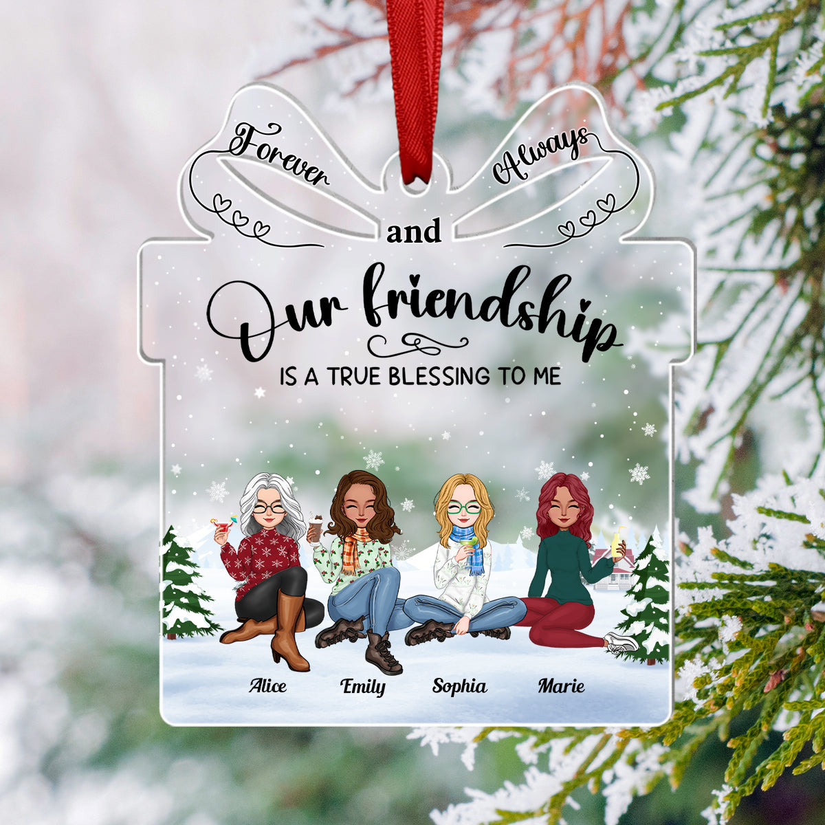 Besties - Our Friendship Is A True Blessing To Me - Personalized Acrylic Ornament (Ver 3)