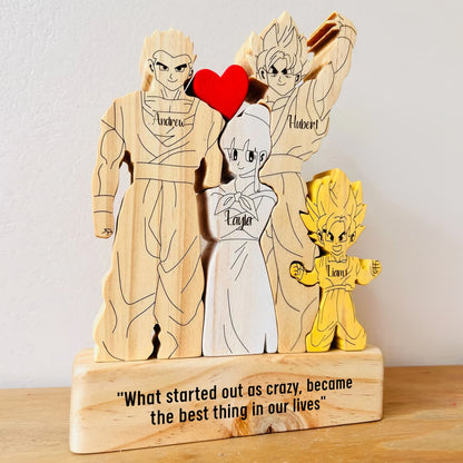 Family -  Cute Cartoon Characters DBZ - Personalized Wooden Puzzle