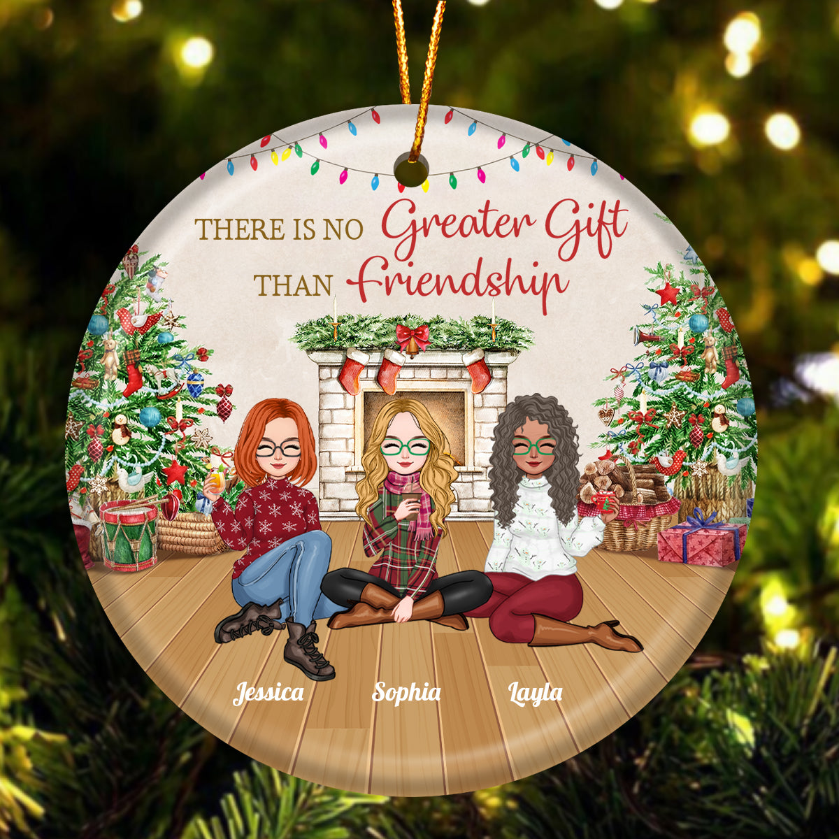 Besties - There Is No Greater Gift Than Friendship - Personalized Ceramic Ornament
