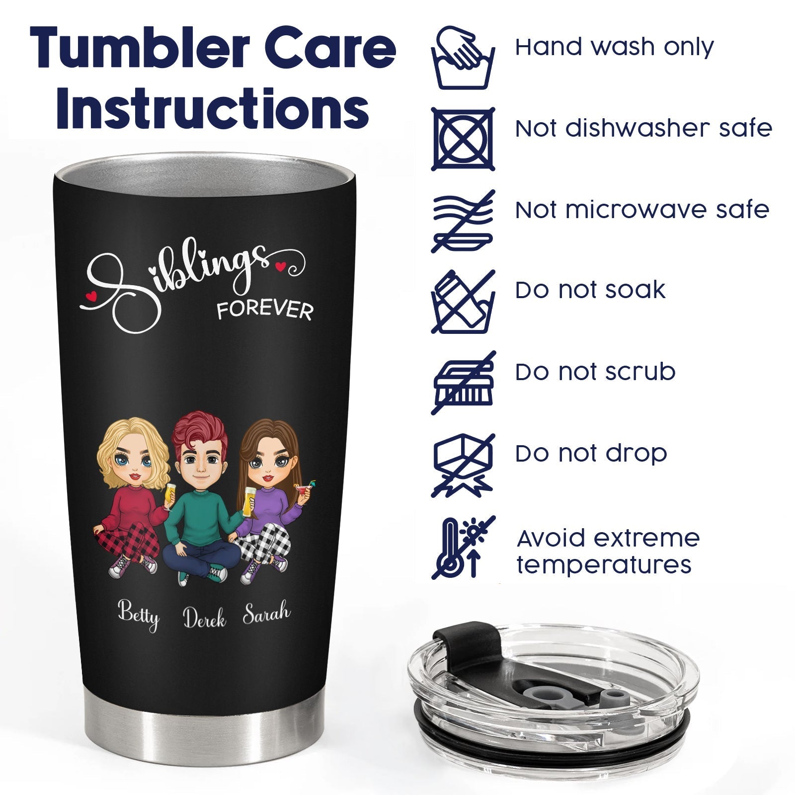 Customizable Stainless Steel Tumbler for Siblings - 20oz