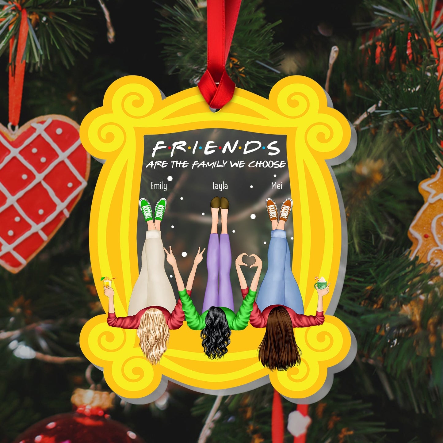 Besties - Drinking Friends Are The Family We Choose - Personalized Acrylic Ornament