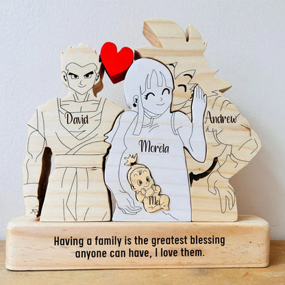 Family -  Cute Cartoon Characters DBZ - Personalized Wooden Puzzle