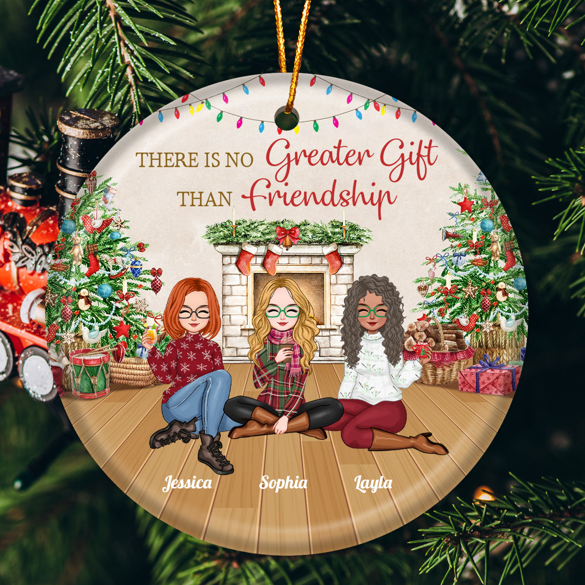 Besties - There Is No Greater Gift Than Friendship - Personalized Ceramic Ornament