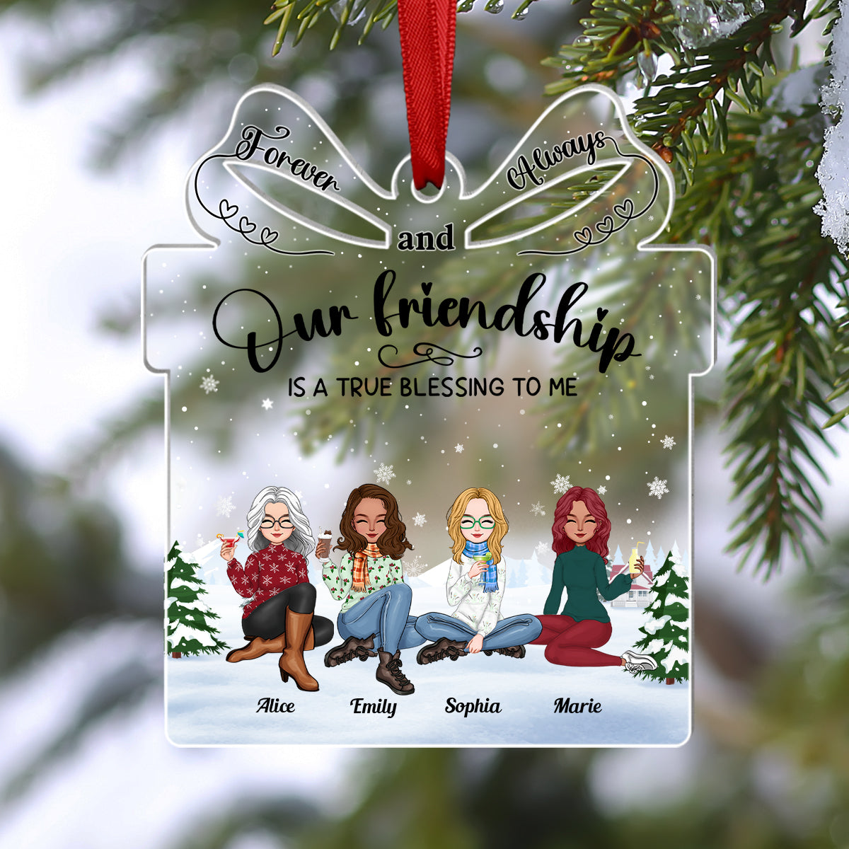 Besties - Our Friendship Is A True Blessing To Me - Personalized Acrylic Ornament (Ver 3)