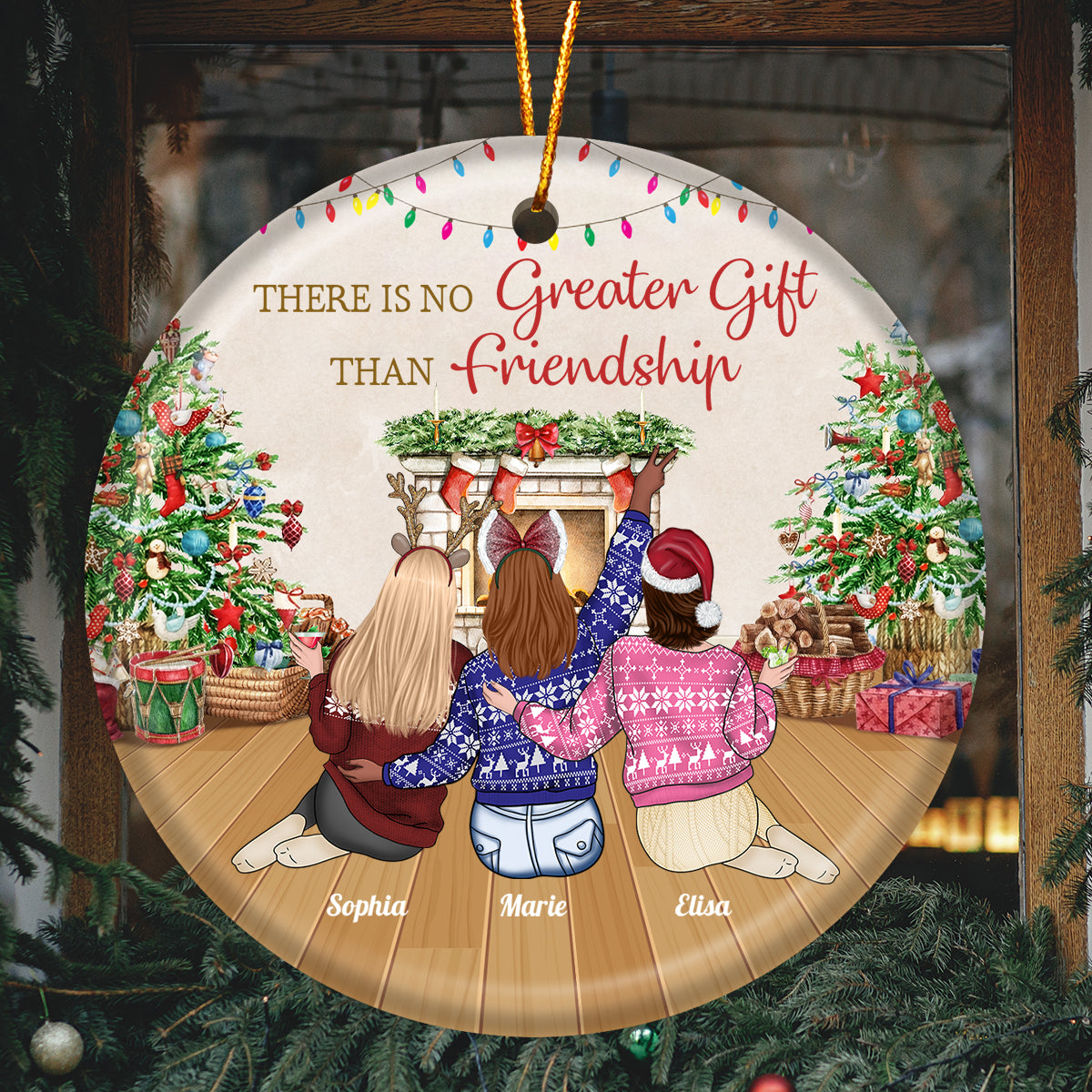 Besties - There Is No Greater Gift Than Friendship - Personalized Ceramic Ornament (Ver 2)
