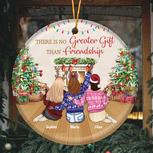 Besties - There Is No Greater Gift Than Friendship - Personalized Ceramic Ornament (Ver 2)