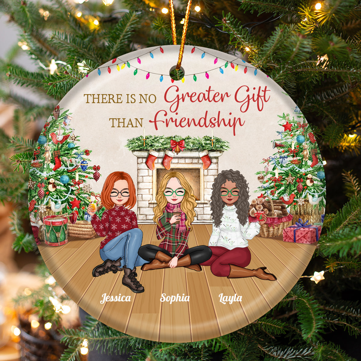 Besties - There Is No Greater Gift Than Friendship - Personalized Ceramic Ornament