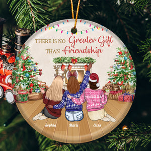 Besties - There Is No Greater Gift Than Friendship - Personalized Ceramic Ornament (Ver 2)
