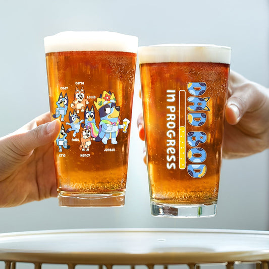 Family - Dad Bob In Progress - Personalized Beer Glass