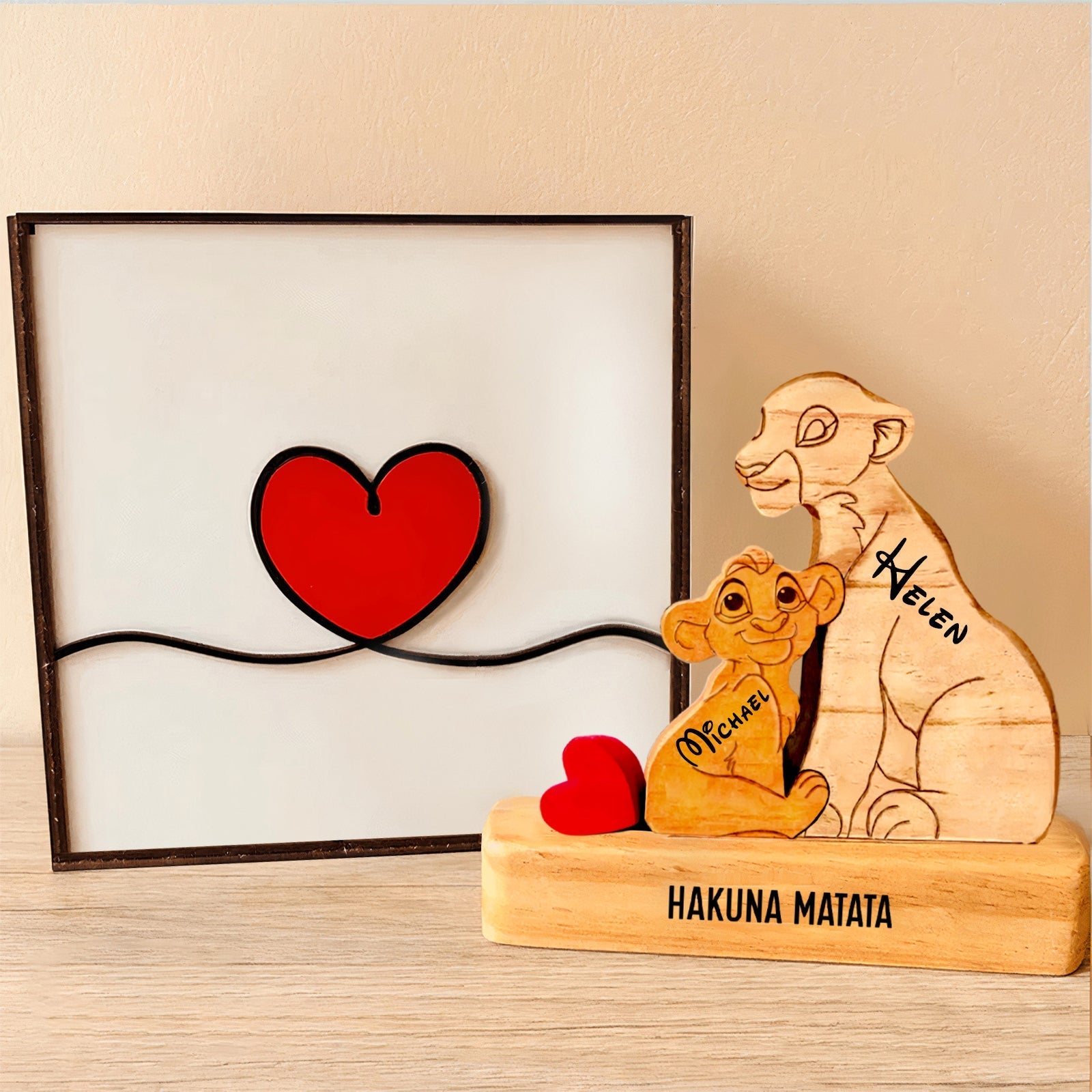 Family - Hakuna Matata - Personalized Wooden Puzzle The Lion King Slim Version