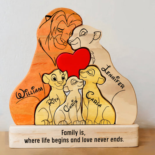 Family - Family Is, Where Life Begins And Love Never Ends - Personalized Wooden Puzzle ( Ver 2)