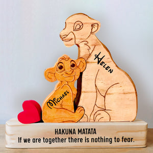 Family - Hakuna Matata - Personalized Wooden Puzzle The Lion King Slim Version