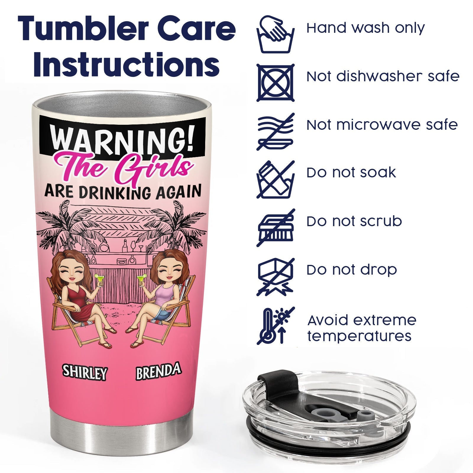 Besties - Warning The Girls Are Drinking Again - Personalized Tumbler