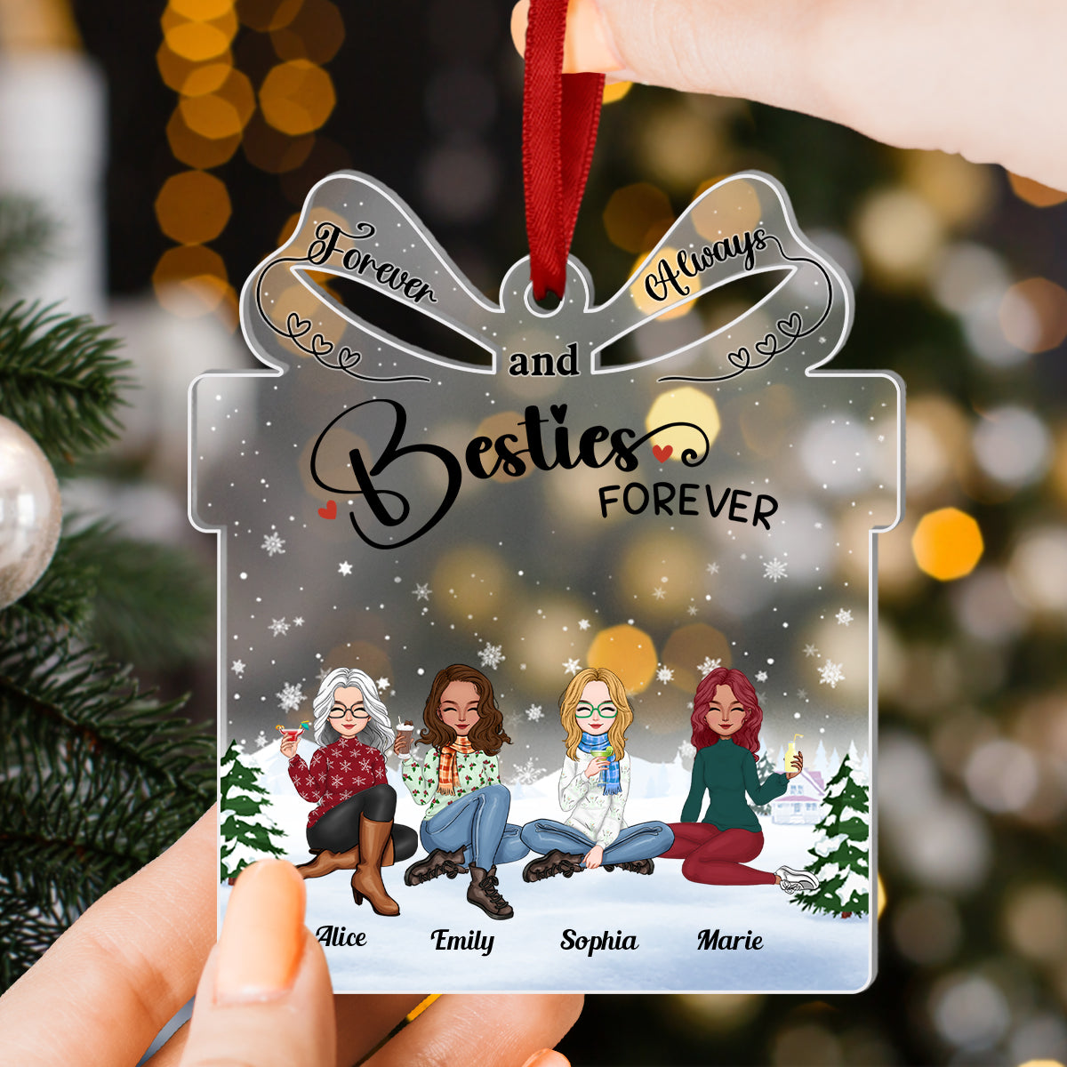 Besties - Our Friendship Is A True Blessing To Me - Personalized Acrylic Ornament (Ver 3)