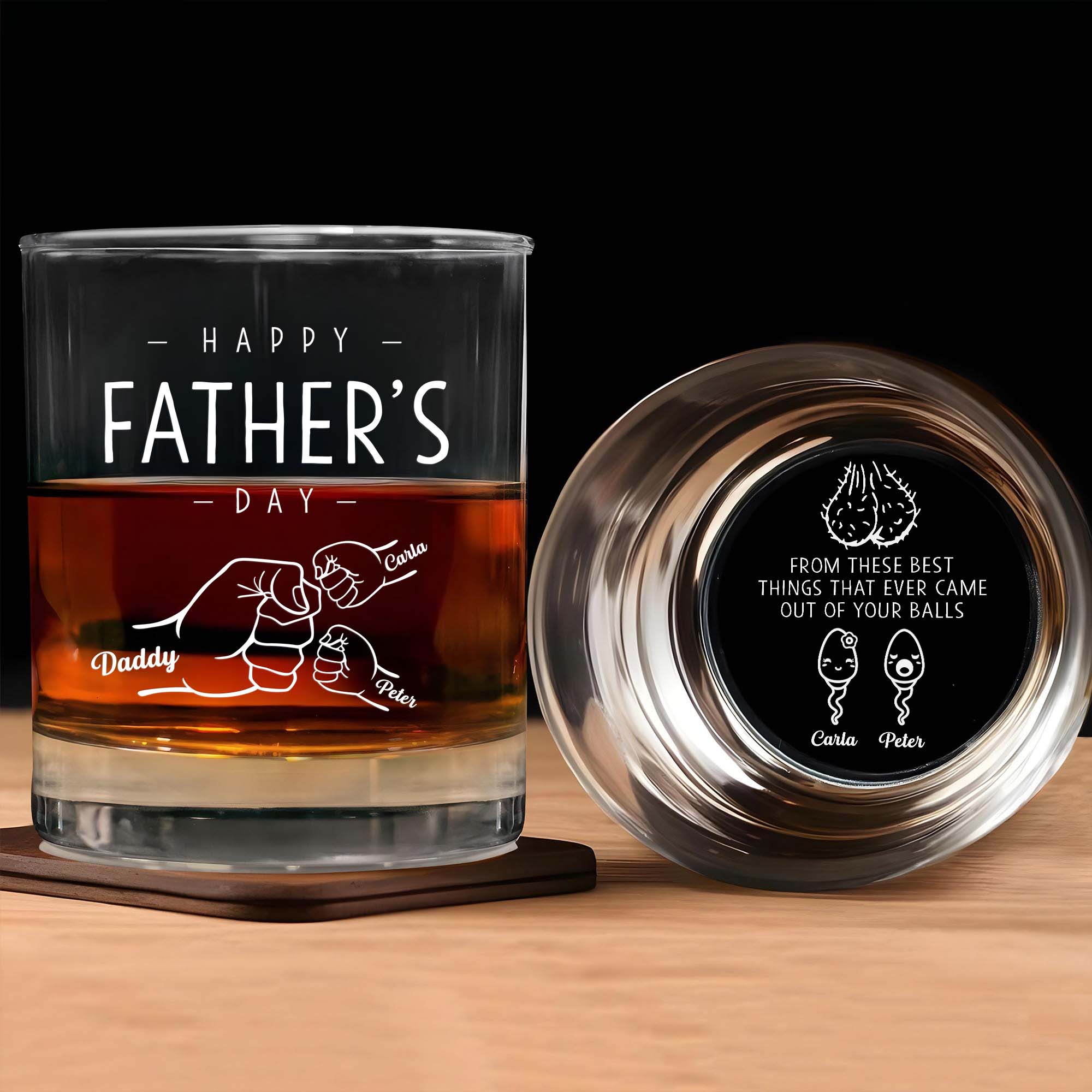 Family - Happy Father's Day - Personalized Whisky Glass