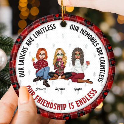 Besties - Our Friendship Is Endless Ver 2 - Personalized Ceramic Ornament