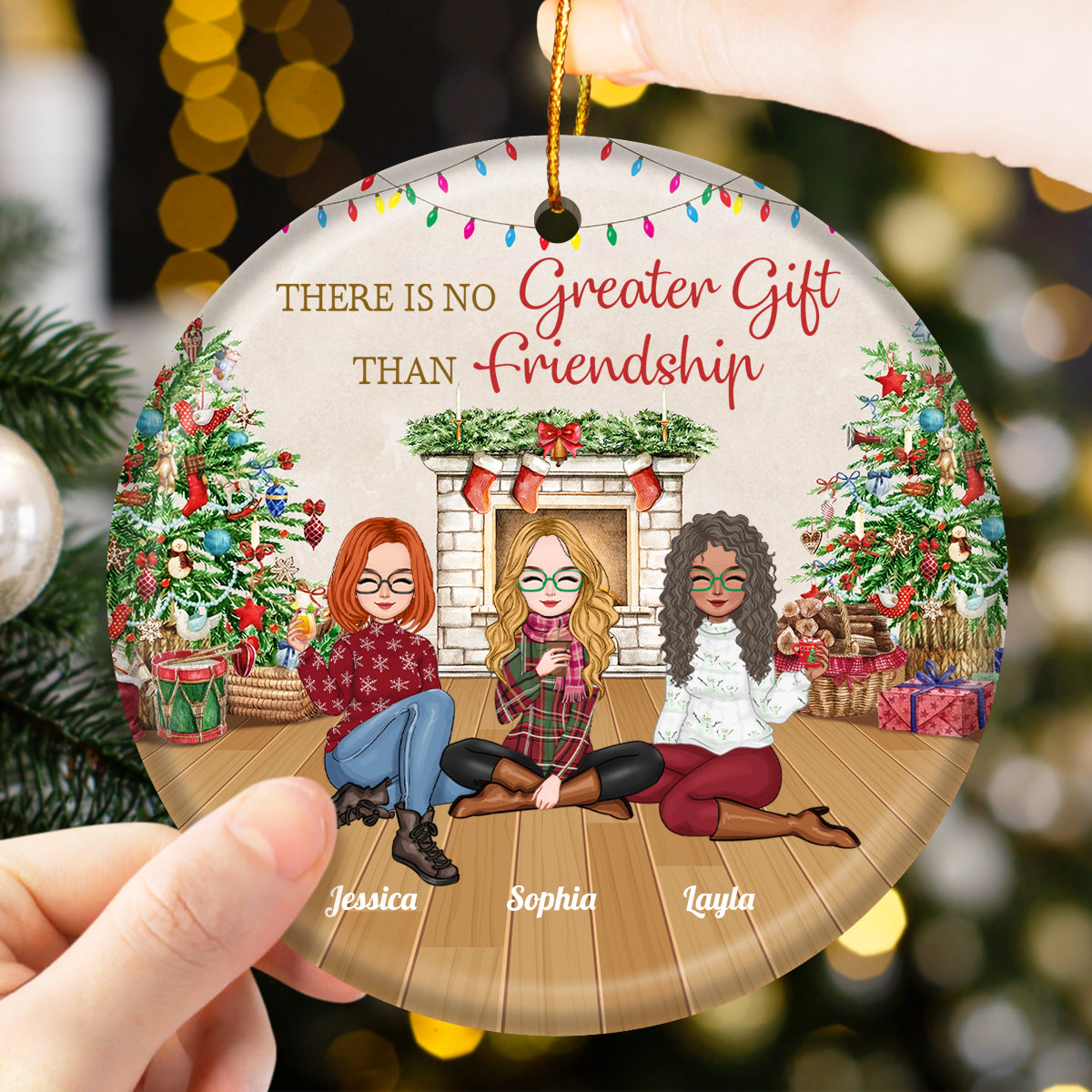Besties - There Is No Greater Gift Than Friendship - Personalized Ceramic Ornament