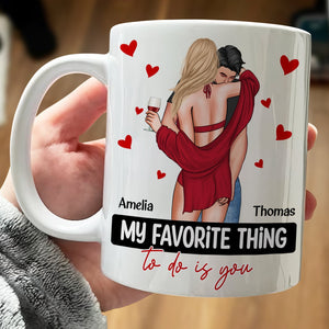 365Gifty romantic couple mug with text my favorite thing to do is you mug featuring personalized names Amelia and Thomas