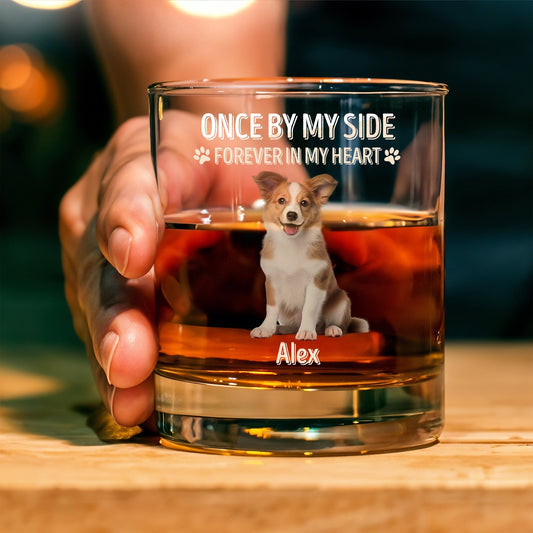 365Gifty personalized pet memorial whiskey glass engraved dog portrait paw prints and name Alex