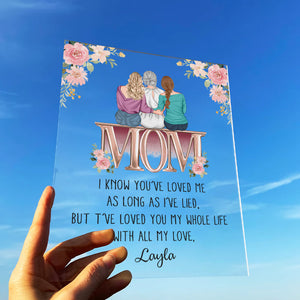 Personalized acrylic mom plaque featuring heartfelt message and floral design for a special gift