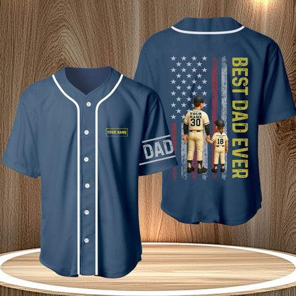 365Gifty personalized best dad ever shirt in navy blue with baseball design and custom name option
