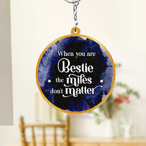 Personalized best friend keychain with a galaxy design and heartfelt quote about friendship