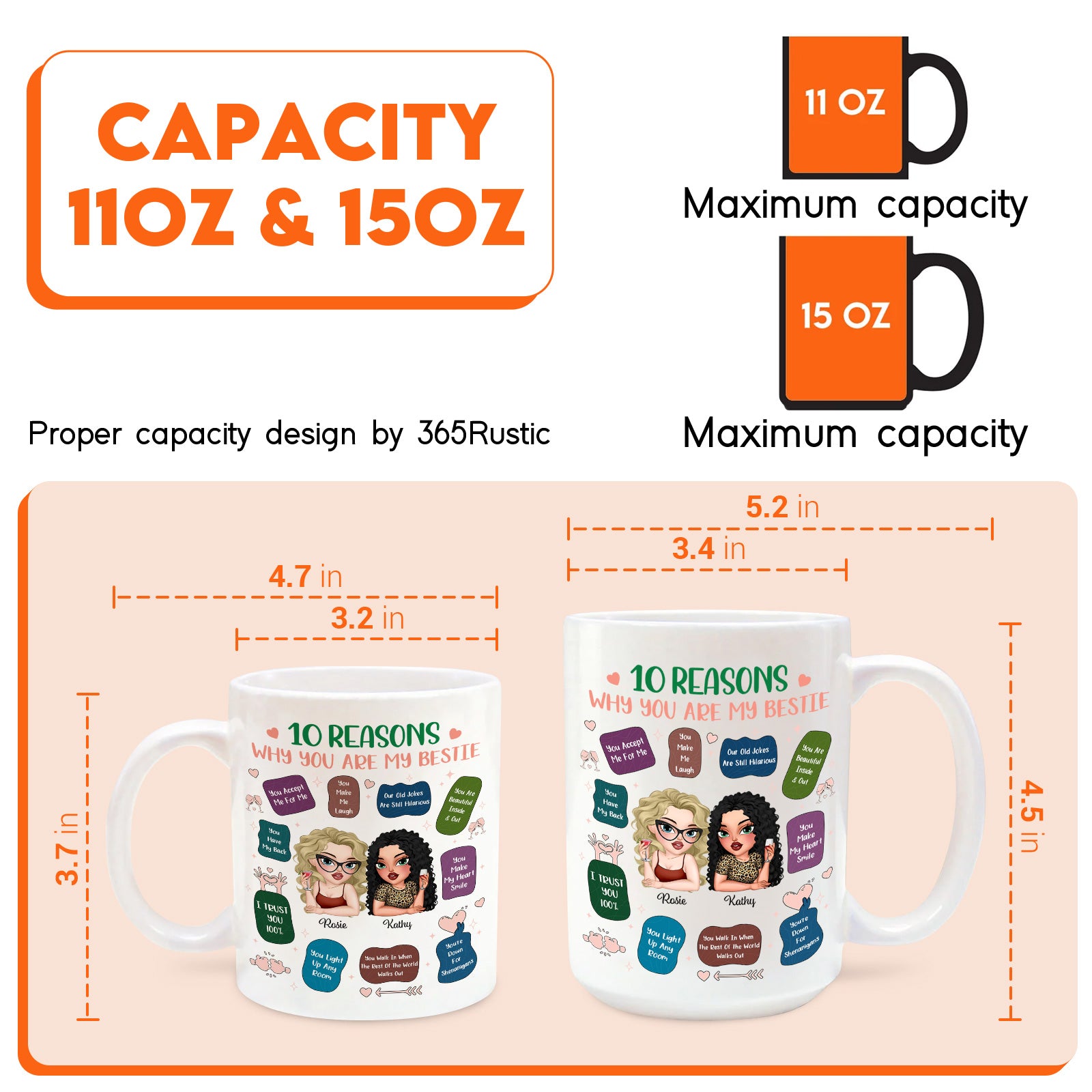 Personalized best friend mug featuring fun reasons why they are your bestie in vibrant colors