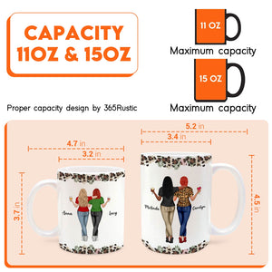 Personalized best friend mug featuring diverse characters with names printed on both sides