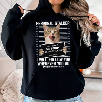 365Gifty personalized cat lover shirt black hoodie with funny cat mugshot design and humorous text