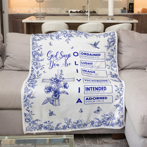 Cozy personalized Christian blanket with floral design and inspirational scripture verses for home decor