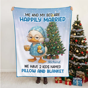 Personalized Christmas blanket featuring a funny design with a cozy theme and holiday decorations