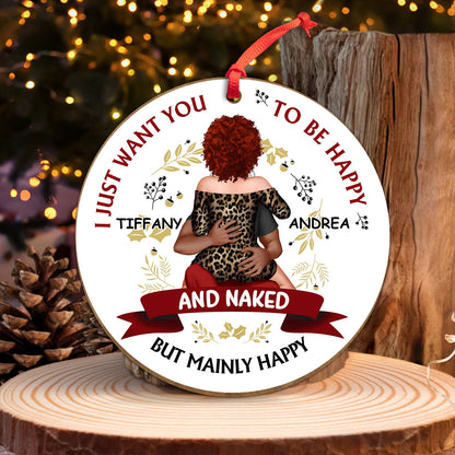 365Gifty personalized Christmas couple ornament with couple illustration and custom names Tiffany and Andrea