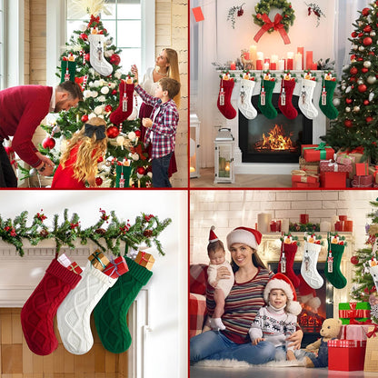 Personalized Christmas stockings hanging on fireplace and decorated Christmas tree scenes by 365Gifty