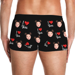 Personalized couple boxer featuring fun faces and hearts, perfect for romantic gifts